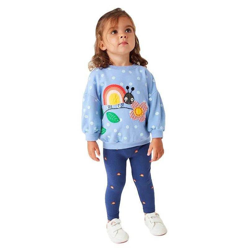 Toddler/Kid Girl Flower Embroidery Polka Dots Sweatshirt