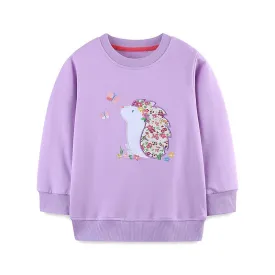 Toddler/Kid Girl's Hedgehog Design Purple Sweatshirt