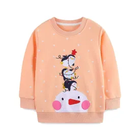 Toddler/Kid Girl's Penguin and Snowman Embroidery Design Sweatshirt