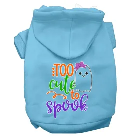 Too Cute To Spook-girly Ghost Screen Print Dog Hoodie Baby Blue Xxl