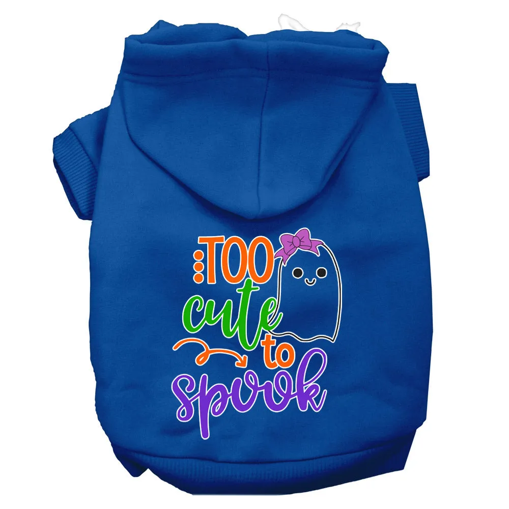 Too Cute To Spook-girly Ghost Screen Print Dog Hoodie Blue L