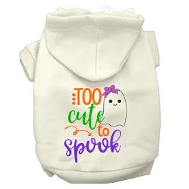 Too Cute To Spook-girly Ghost Screen Print Dog Hoodie Cream Xs