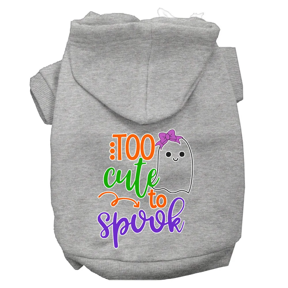 Too Cute To Spook-girly Ghost Screen Print Dog Hoodie Grey L