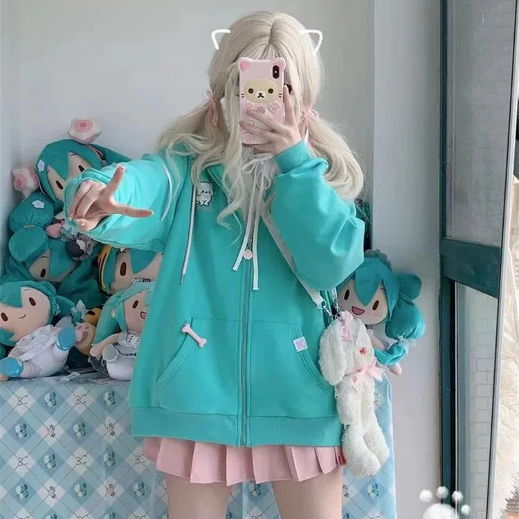 Turquoise Angel Cat Hoodie