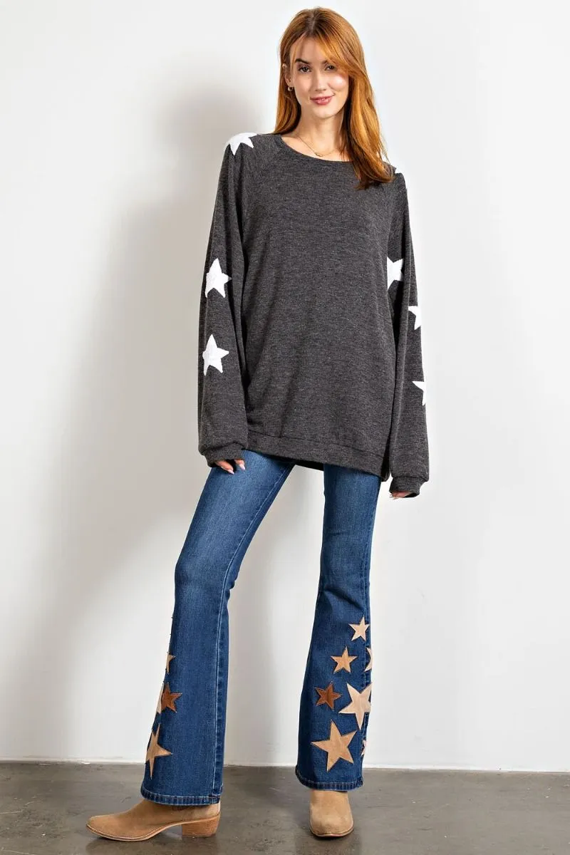 Ultra-soft Hacci stargaze pullover top with slouchy silhouette