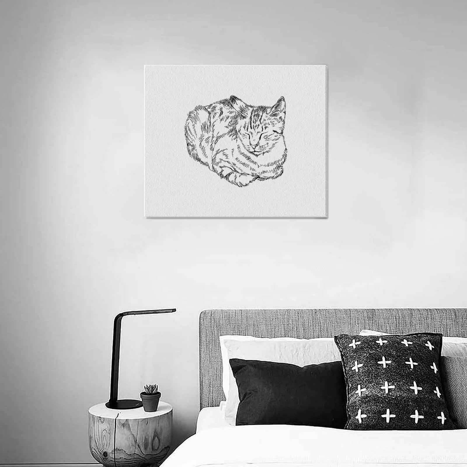 Uniquely You Wall Art / Sleepy Cat  Frame Canvas Print 24"x20"