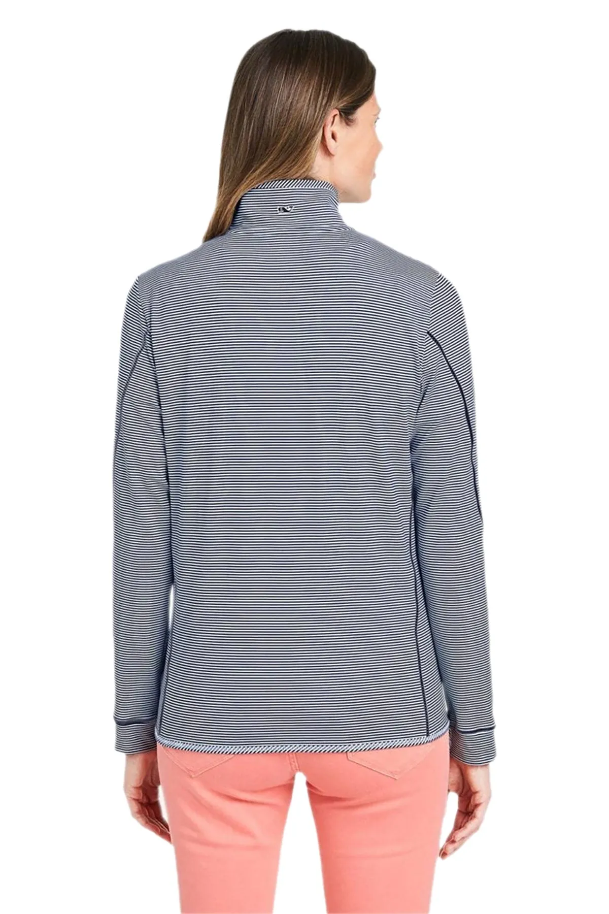 Vineyard Vines Custom Ladies Microstripe Sankaty Half-Zips, Deep Bay