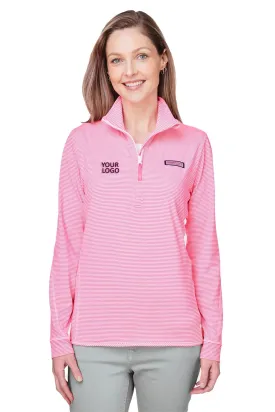 Vineyard Vines Custom Ladies Microstripe Sankaty Half-Zips, Knockout Pink