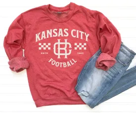 Vintage Kansas City Football Heather Red Sweatshirt