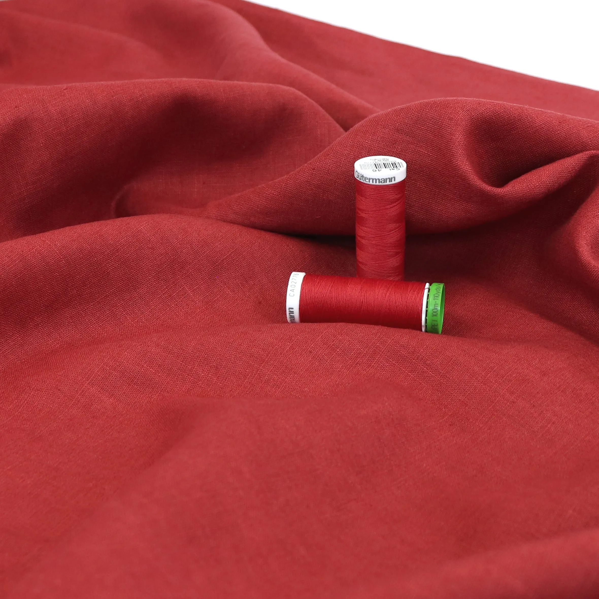 Washed Linen Cotton Lightweight - Red - END OF BOLT 73cm