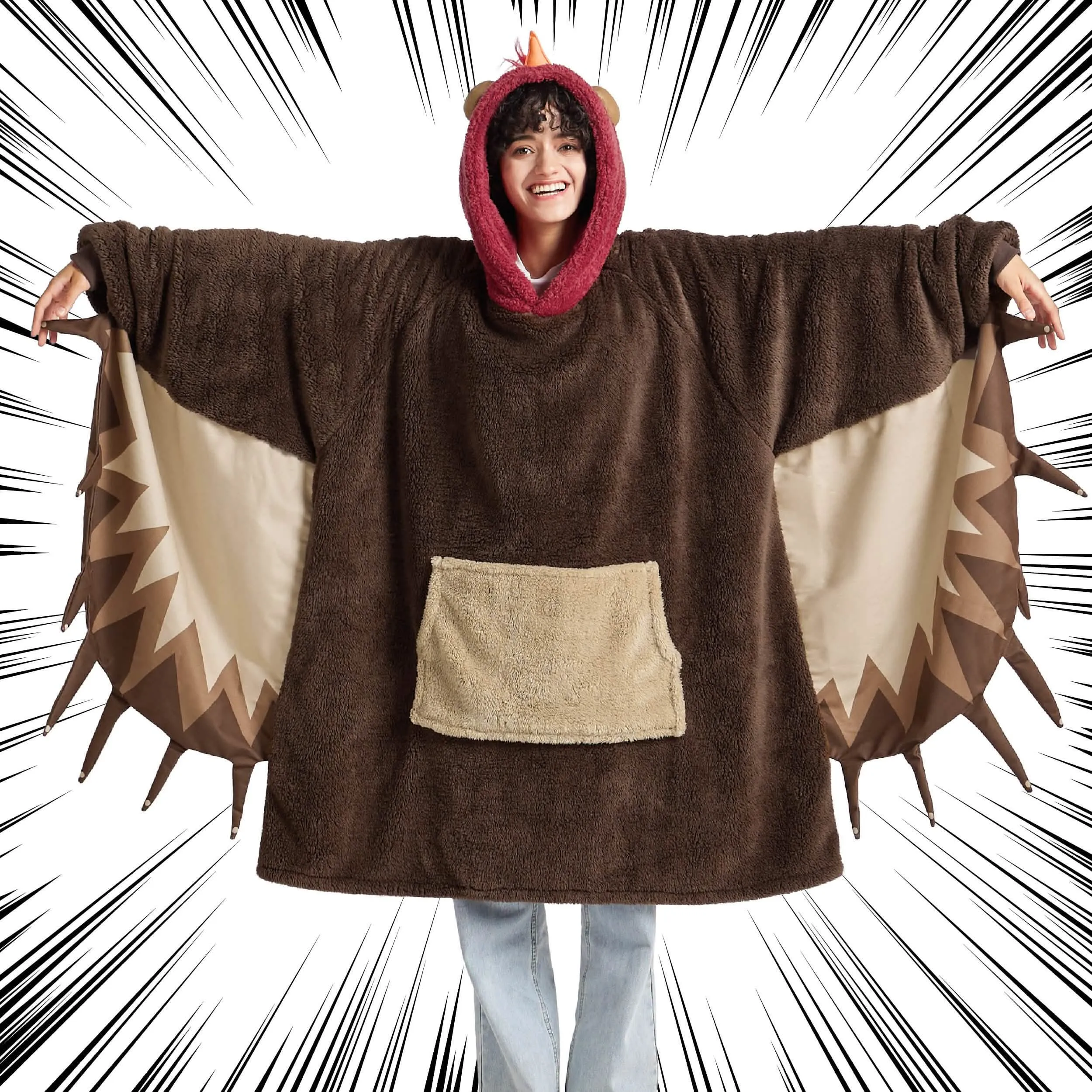 Wearable Shaggy Sherpa Turkey Blanket Hoodie