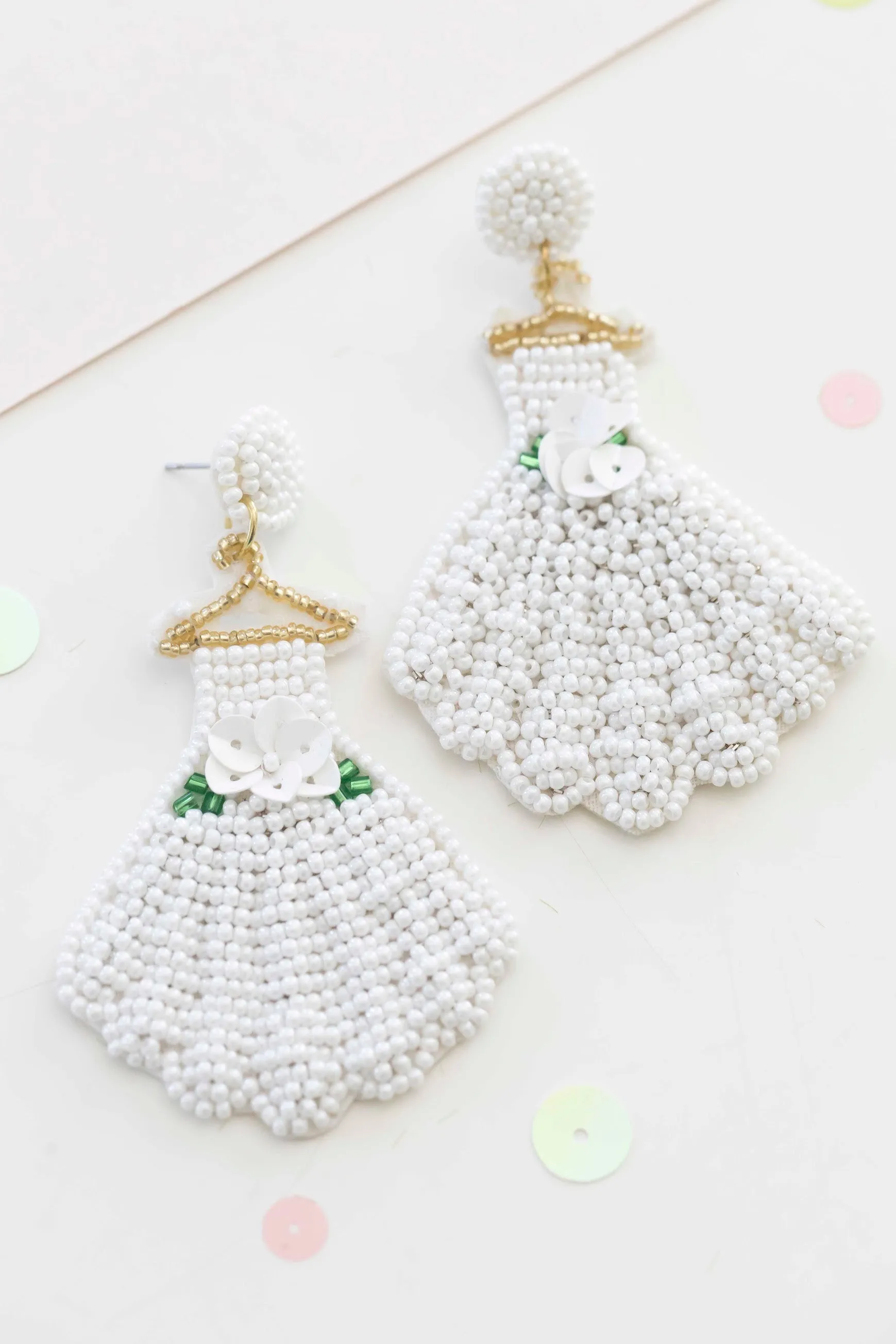 Wedding Dress Beaded Earrings