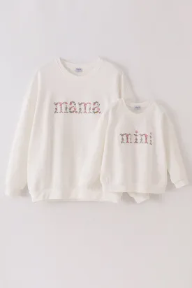 White mini embroidery mom&me sweatshirt