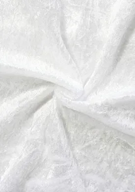 White Premium Crushed Velvet 1 Way Stretch Fabric Dress Craft Wedding Cushion 60" - 150cm Wide Per Metre