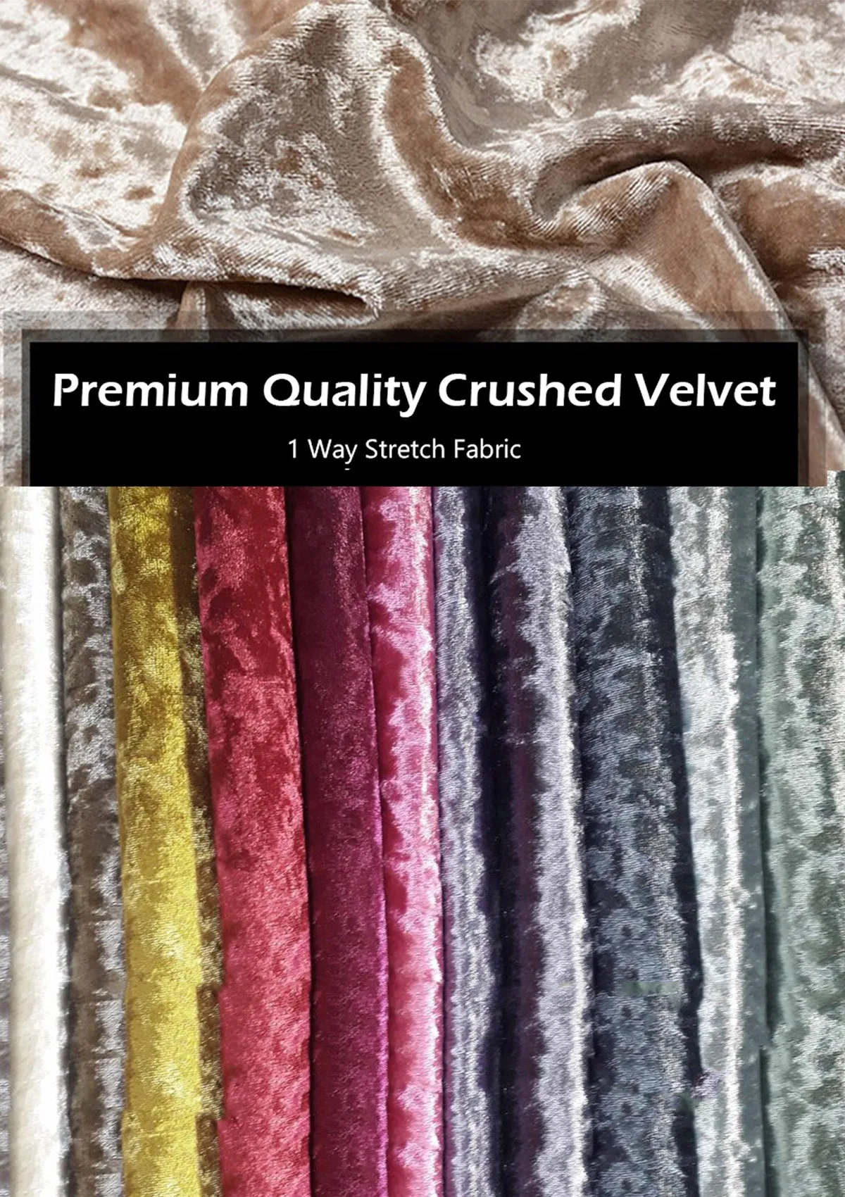 White Premium Crushed Velvet 1 Way Stretch Fabric Dress Craft Wedding Cushion 60" - 150cm Wide Per Metre