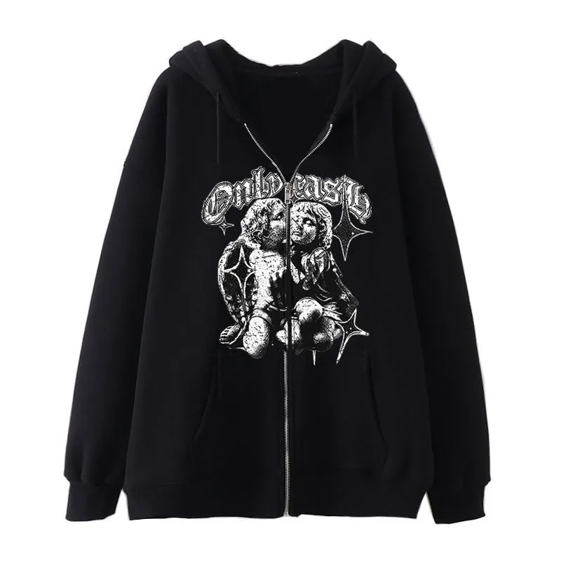 Women’s Casual Angel Wings Zipper Hoodie