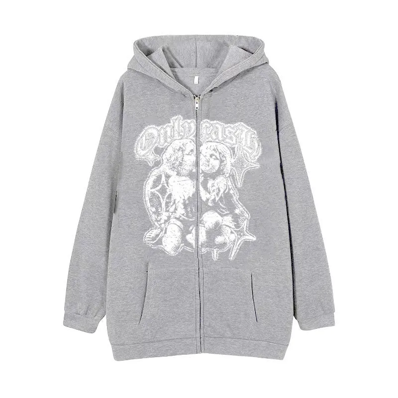 Women’s Casual Angel Wings Zipper Hoodie