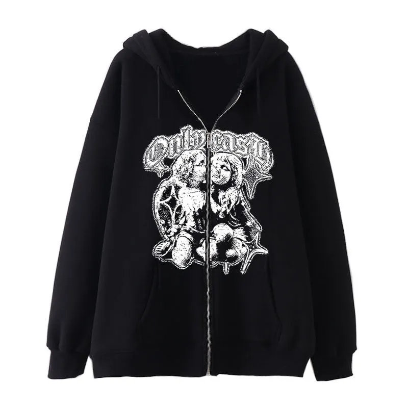 Women’s Casual Angel Wings Zipper Hoodie