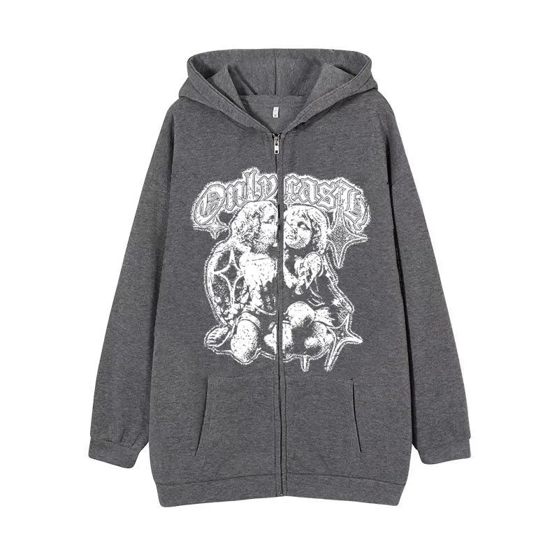 Women’s Casual Angel Wings Zipper Hoodie