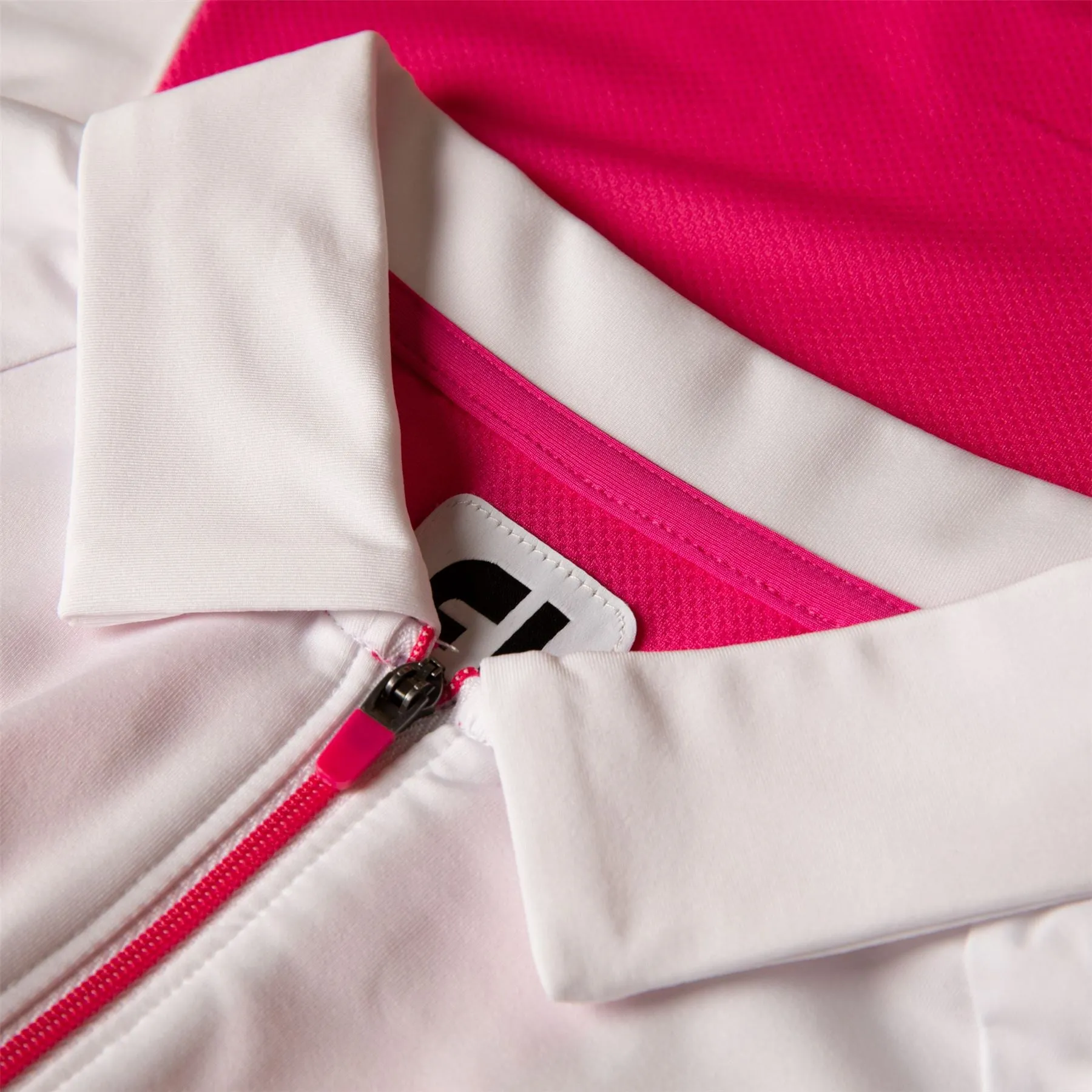 Womens Quarter Zip Color Block Shirt White/Pink - AW24