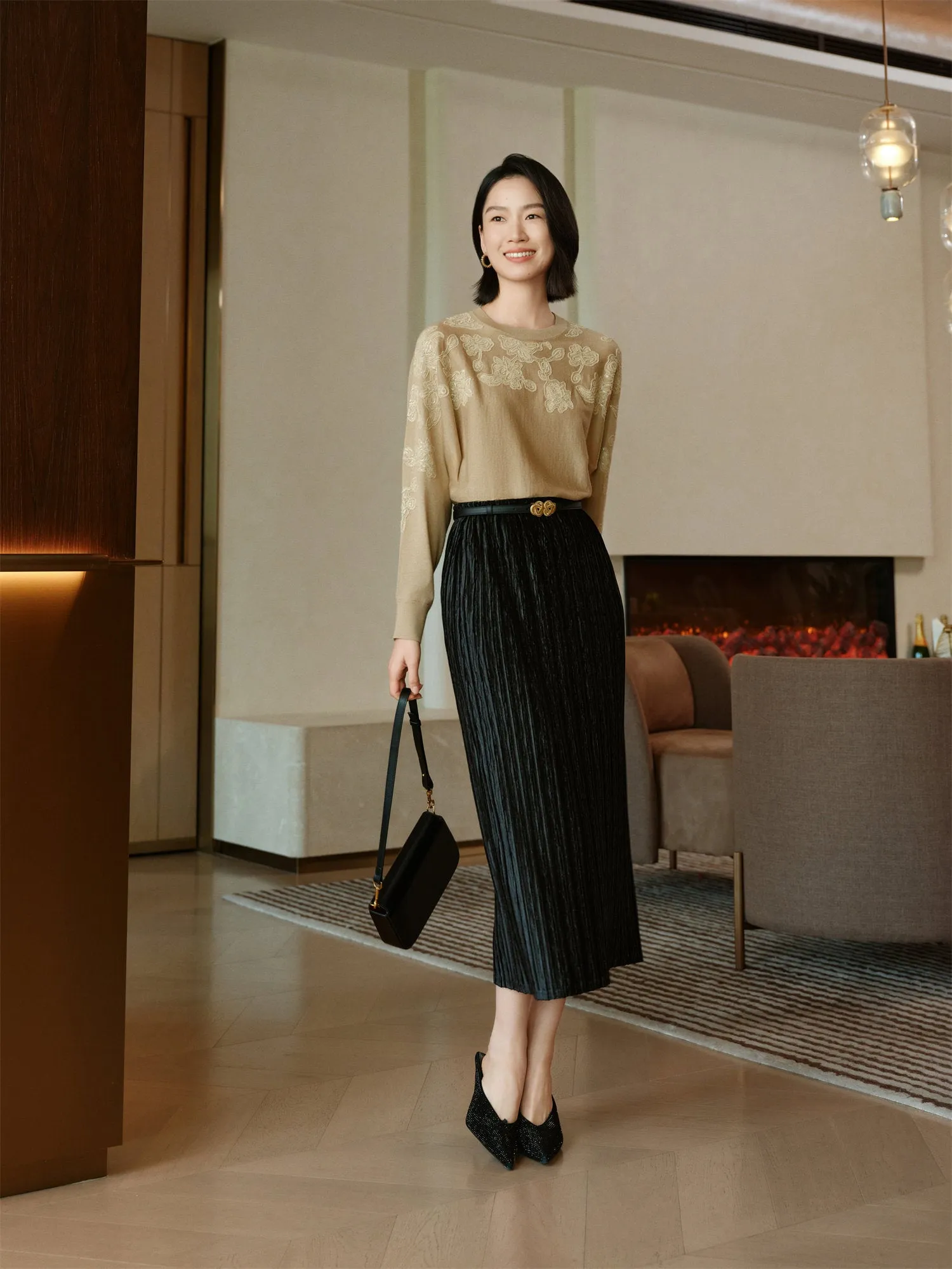 YAYING Silk and Wool Cashmere Knitted Sweater